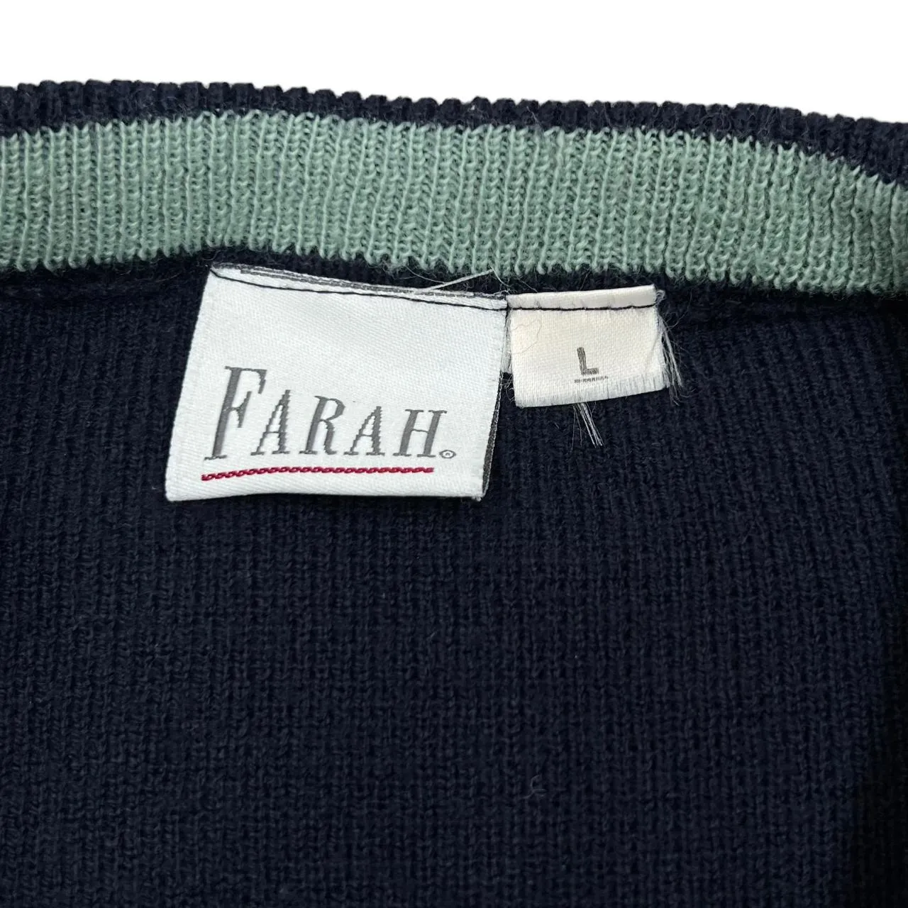 Vintage 90's FARAH Classic Multi Striped Acrylic Knit V-Neck Sweater Jumper