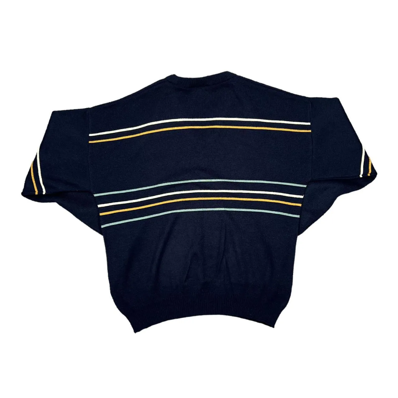 Vintage 90's FARAH Classic Multi Striped Acrylic Knit V-Neck Sweater Jumper