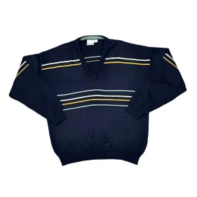 Vintage 90's FARAH Classic Multi Striped Acrylic Knit V-Neck Sweater Jumper