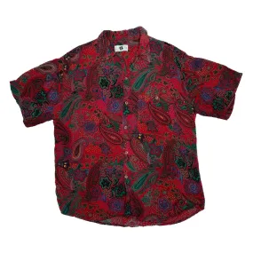 Vintage ID CLOTHING CO Crazy Abstract Paisley Patterned Short Sleeve Polyester Shirt