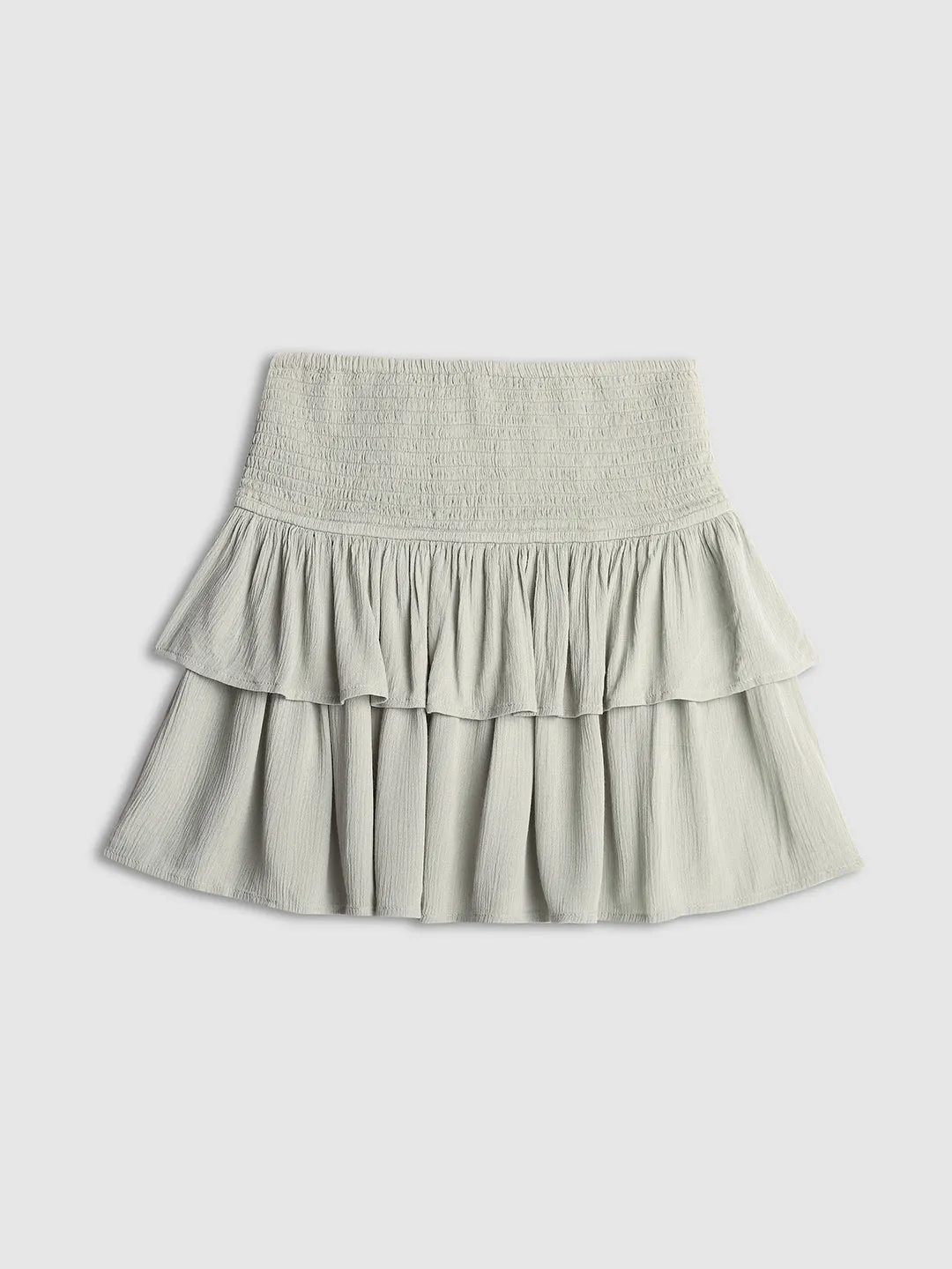 Women Green Layered Mini Skirt