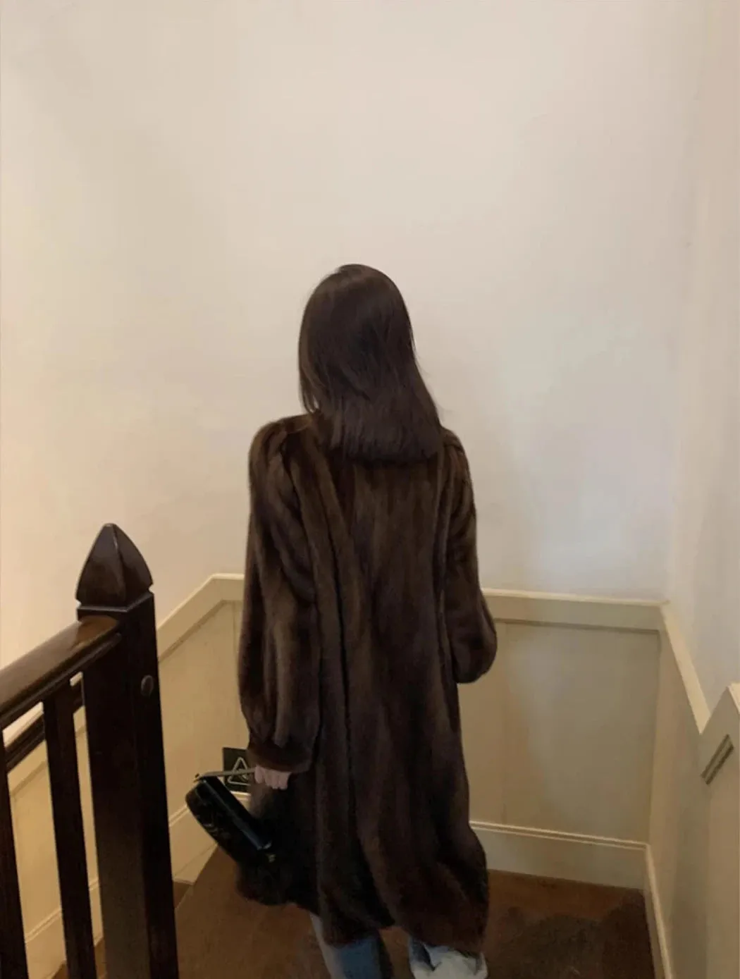 Women's Faux Mink Long Coat