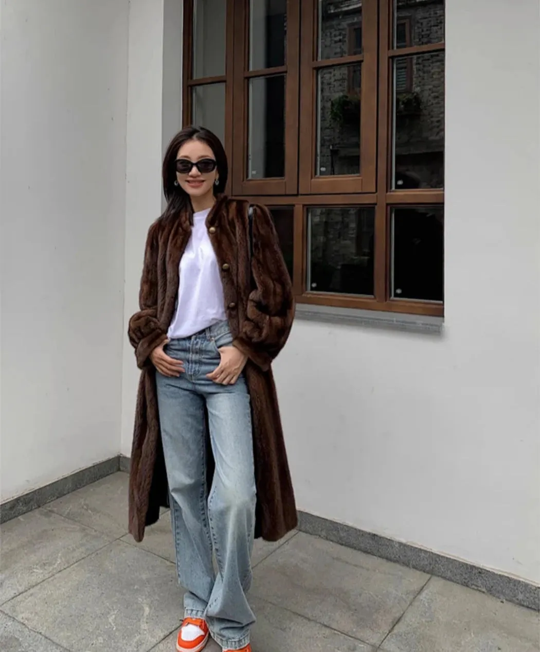 Women's Faux Mink Long Coat