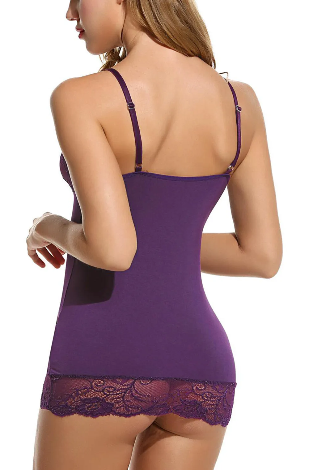 Xs and Os Women Lace Bordered Babydoll Nightwear Lingerie with Panty